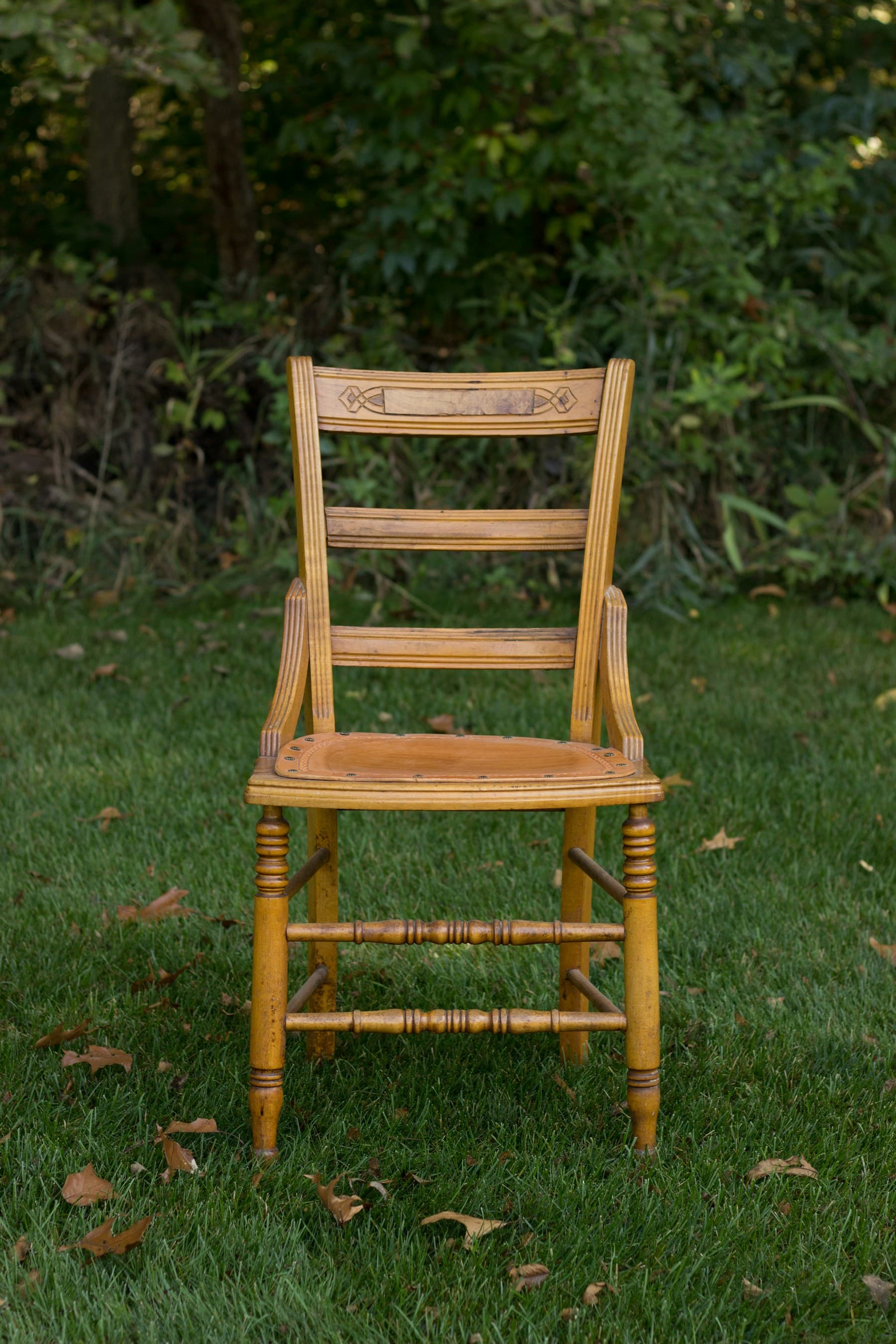 Farmhouse ladder-back chair, photographed by the member