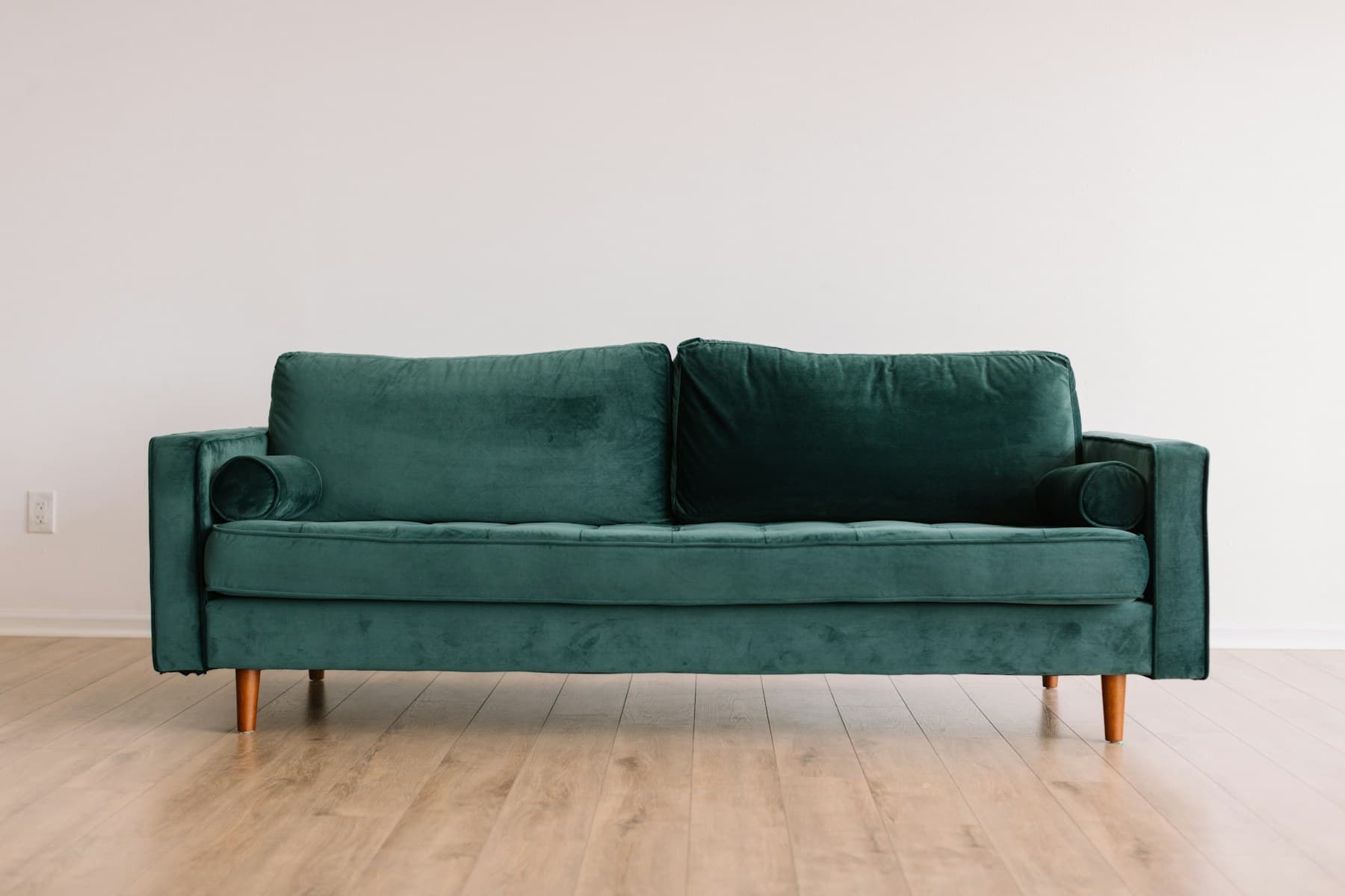 Velvet three-seat sofa, forest